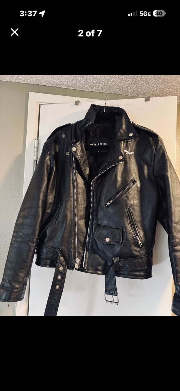 Wilsons Leather Motorcycle Jacket with Harley-Davidson Back Patches